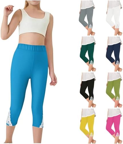 Girls Summer Capri Leggings with Elastic Waist