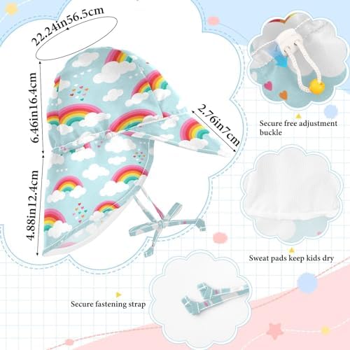 Rainbow Cloud Baby Sun Hat for Kids 2-4T Lightweight Adjustable