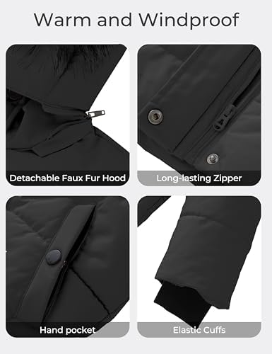 wantdo Girls Winter Puffy Coat with Faux Fur Hood 1