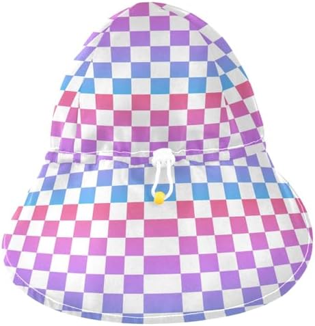 Adjustable Gradient Red Blue Checkered Toddler Kids Hat