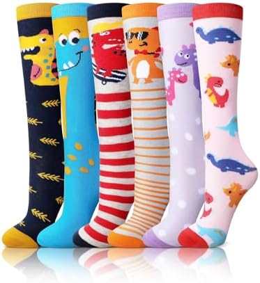Fourluoo Dinosaur Socks for Kids 3-12 Years