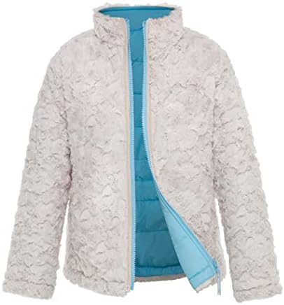 RokkaRolla Girls Reversible Water-Resistant Teddy Sherpa Fleece Puffer Jacket Winter Coat