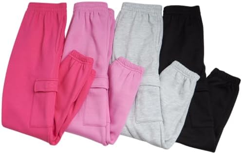 Real Love Girls Fleece Cargo Joggers 4-Pack for Active Girls