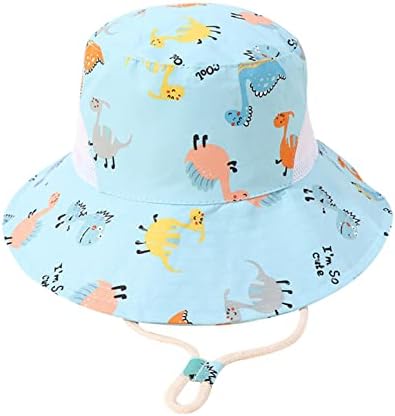 Kids Adjustable Chin Strap Sun Hat Light Blue 1-7 Years