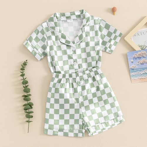 SAYOO Toddler Pajama Set Checkered Button Down