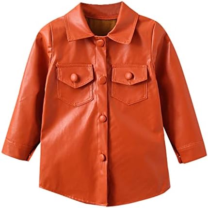 Patchwork Long Sleeve Leather Jacket - Kids Winter Set