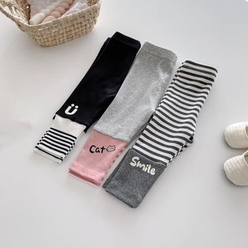 Adorable High Waisted Stripe Baby Leggings for Girls Casual Cotton Trousers