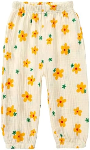 EISHOW Toddler Cotton Linen Long Pants for Baby Girls