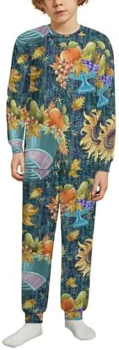 Thermal Underwear for Kids Pumpkins Flower Unisex Base Layer Set