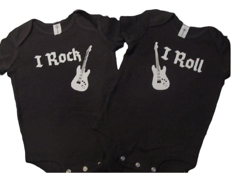 Rock n Roll Twin Baby Onesies
