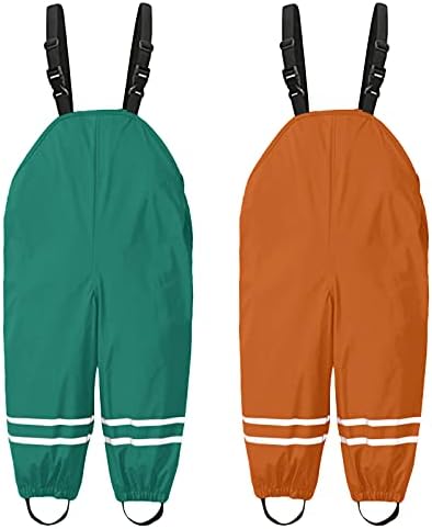 Toddler Waterproof Rain Pants with Suspenders for Boys Girls