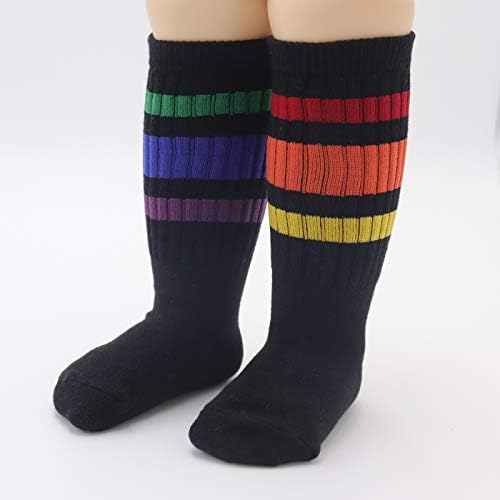 Unisex cotton childrens knee high socks Rainbow Stripe Ages 1-9