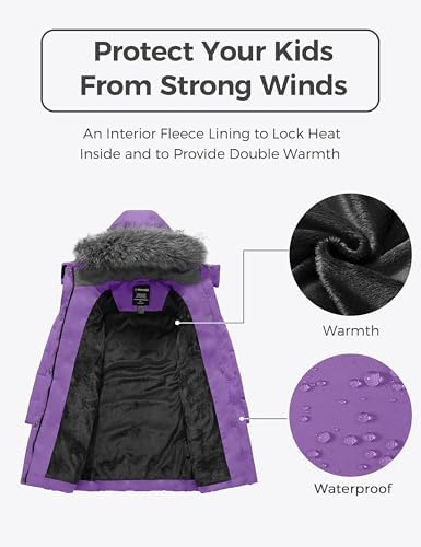 Girls Winter Coats Long Puffer Jacket with Hood
