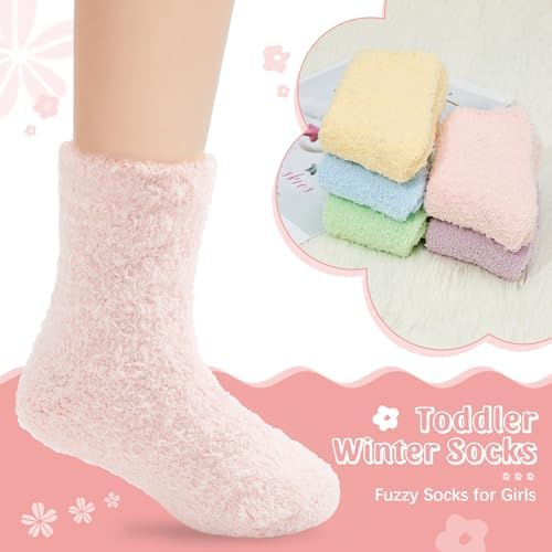 Durio Kids Fuzzy Socks 5 Pack for Warm Winter Comfort