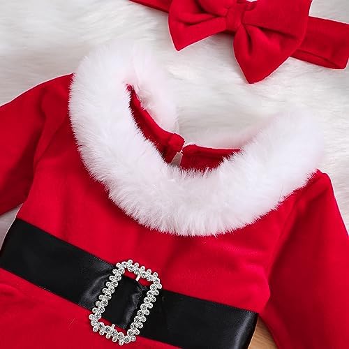 Cute Baby Girl Christmas Romper Dress Santa Claus Design