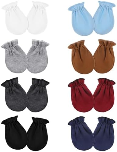 8Pcs Newborn Soft Cotton mittens 0-6M monkeymint