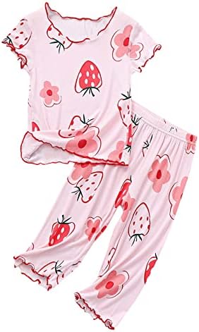 Bright Fun Summer Girl Pajamas Strawberry Pattern