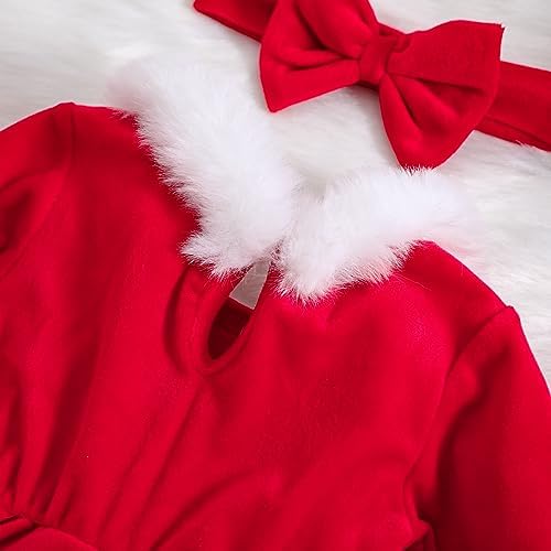 Cute Baby Girl Christmas Romper Dress Santa Claus Design