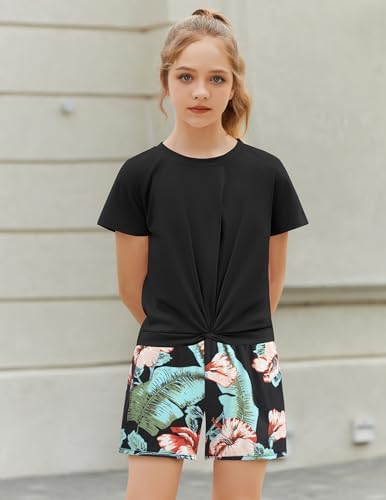 Arshiner Girls 2-Piece Twist Front Top and Shorts Set