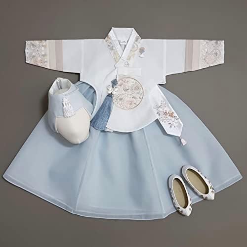 Stylish Sky Dangui Korean Hanbok Dress for Kids 10015yo