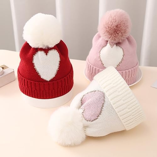 Surakey Baby Knitted Hat with Pompom Winter Beanie for Newborns