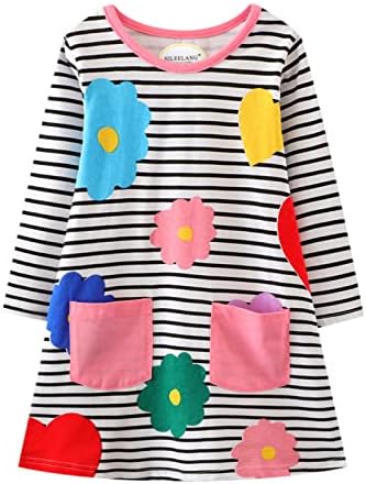 HILEELANG Toddler Girl Stripe Cotton Dress