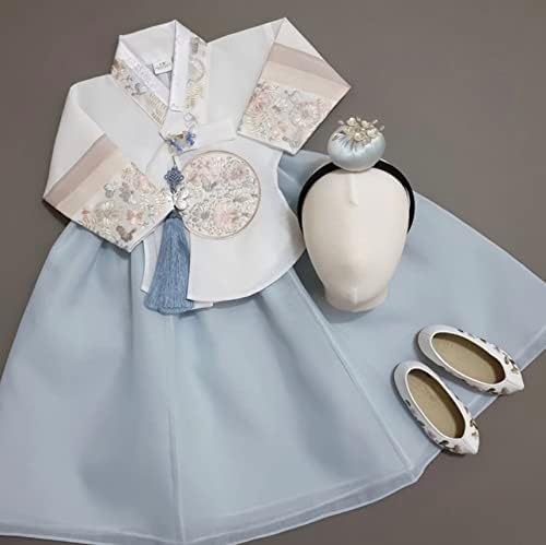 Stylish Sky Dangui Korean Hanbok Dress for Kids 10015yo