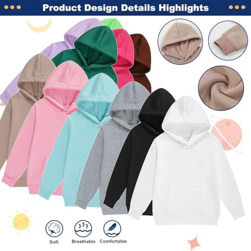 Youth Pullover Hoodie Boys Girls Cotton Polyester 2-12 Years