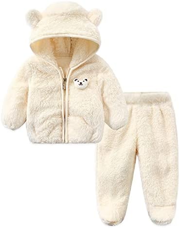 Double-Layer Coating Fleece Bear Ears Jacket Set for Kids