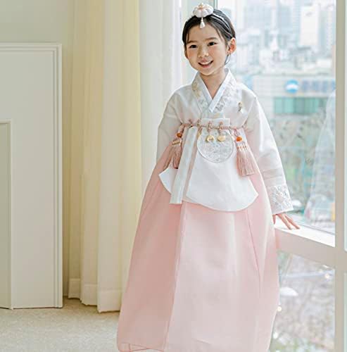 Striped Coral Dangui Hanbok for Kids