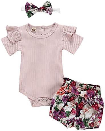 Newborn Baby Girl Summer Ruffle Romper Set