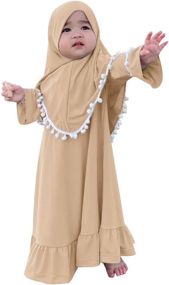 Newborn Islamia Dress Abaya Hijab for Baby Girls