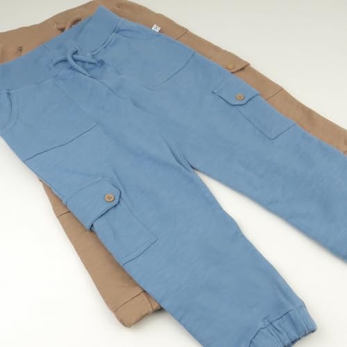 HonestBaby 2-Pack Organic Cotton Cargo Pants for Babies Soft Roomy Fit