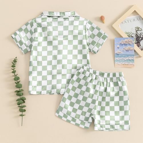 SAYOO Toddler Pajama Set Checkered Button Down