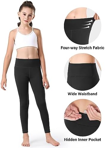 Stelle Girls Fleece Lined Leggings Youth High WaistWarm Winter Athletic Yoga Pants