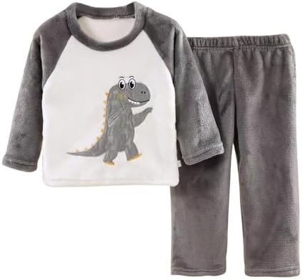 Dinosaur-Powered Flannel Pajamas Set for Kids