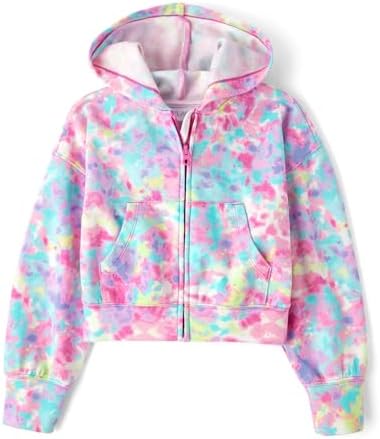 The Childrens Place Girls Cropped Hoodie with Zip