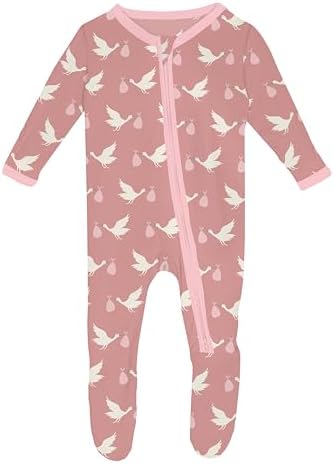 KicKee Welcome Home Zipper Footie - Soft Bamboo Pausedge for Posh Baby