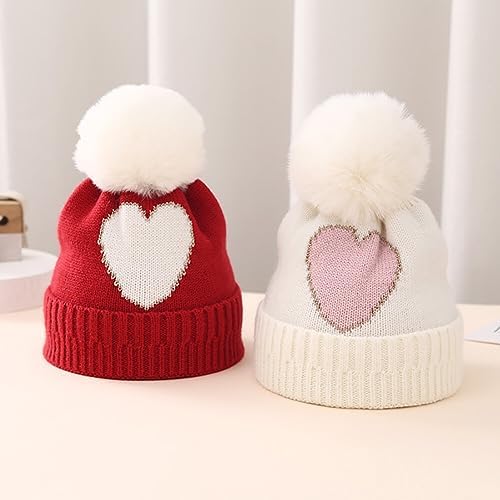 Surakey Baby Knitted Hat with Pompom Winter Beanie for Newborns