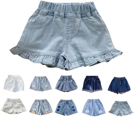 Cute Toddler Jeans for Girls Denim Elastic Shorts