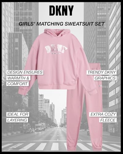 DKNY Girls Fleece Set Cozy Comfortable Outfit for Kids
