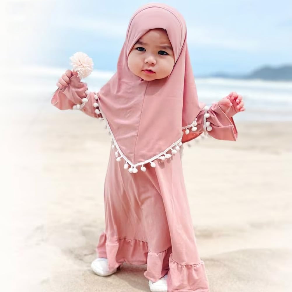 IBTOM CASTLE Abaya Hijab Set for Baby Girls 2-Pack