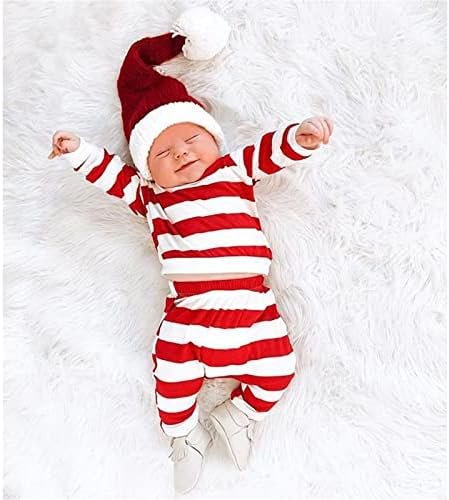 Toddler Girl Christmas Sleepwear Set - Striped Pajamas with Hat