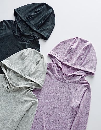 3 Pack Athletic Girls Long Sleeve Shirts Hoodies with Thumbholes for Kids