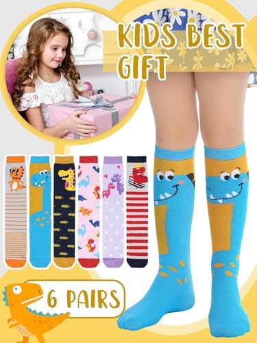 Fourluoo Dinosaur Socks for Kids 3-12 Years