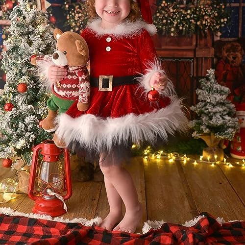 Baby Girl Christmas Romper Dress with Headband