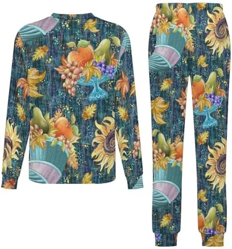 Thermal Underwear for Kids Pumpkins Flower Unisex Base Layer Set