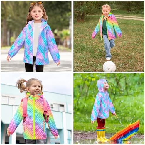 OlyPegic Girls Waterproof Hooded Rain Jacket
