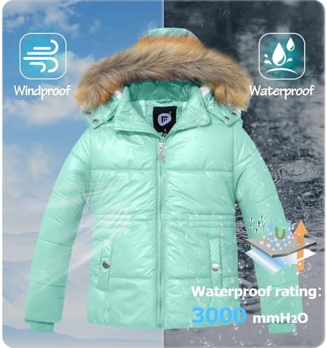 Garemcy Girls Metallic Winter Coat Warm Waterproof Cozy
