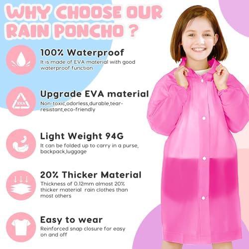 Durable Reusable Waterproof rain jackets for Kids